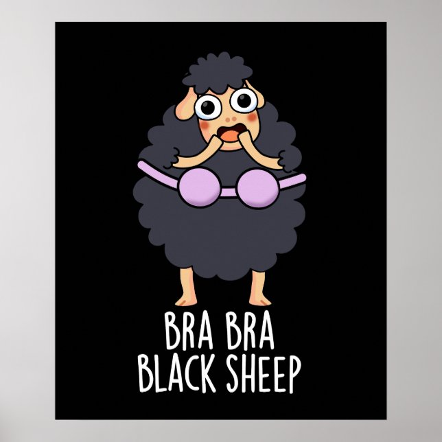 Bra-bra Black Sheep Funny Animal Pun Mörk BG Poster (Framsidan)