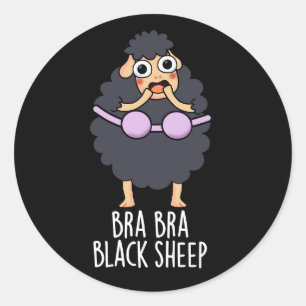 Bra-bra Black Sheep Funny Animal Pun Mörk BG Runt Klistermärke