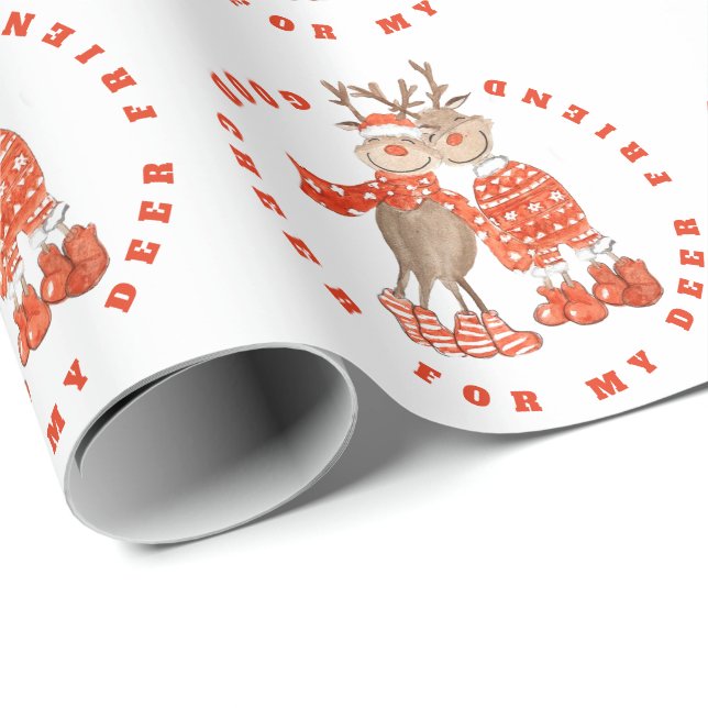 Bra Cheer for Hjort Friend Cute Reindeer Mönster Presentpapper (Rullad Hörn)