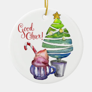 Bra Cheer! Träd, Hett Chocolate, Family Namn Julgransprydnad Keramik