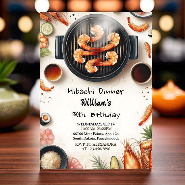 Bra Chef Bbq Japansk Sushi Hibachi 50:e födelsedag Inbjudningar (Skapare uppladdad)