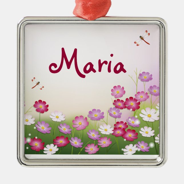 Bra Coola Cute Girly Retro Blommigt Mode Julgransprydnad Metall (Framsidan)