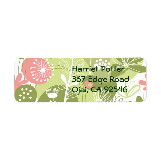 Bra Coola Cute Girly Retro Blommigt Mode Returadress Etikett (Framsidan)