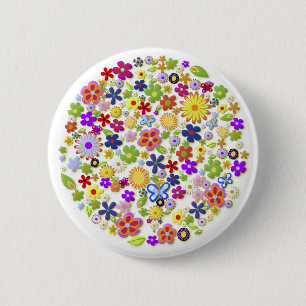 Bra Coola Flowers Cute Girly Retro Blommigt Knapp