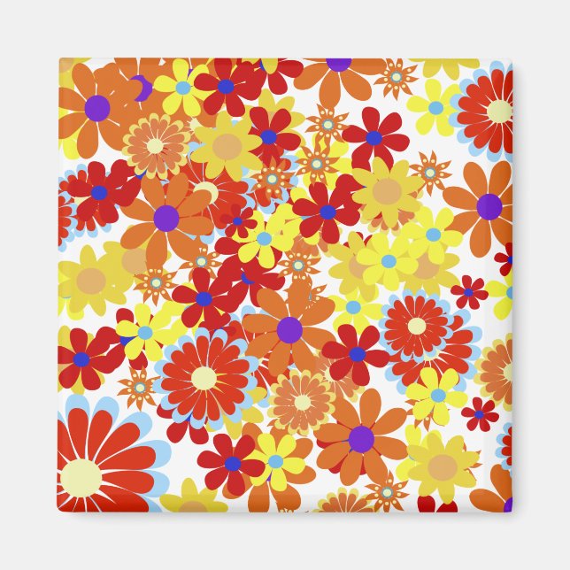 Bra Coola Flowers Cute Girly Retro Blommigt Magnet (Framsidan)