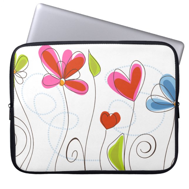 Bra Cute Coola Girly Retro Blommigt Mode Laptop Sleeve (Framsidan)