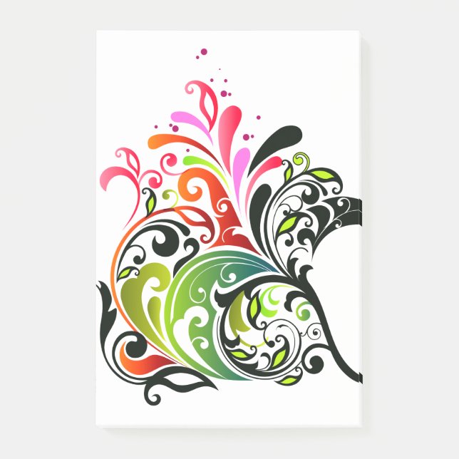 Bra Cute Coola Girly Retro Blommigt Mode Post-it Block (Framsida)