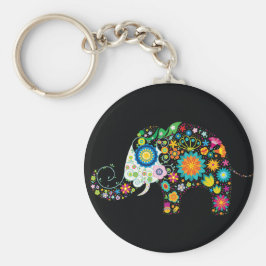 Bra Cute Elephant Blommigt Mode Nyckelring
