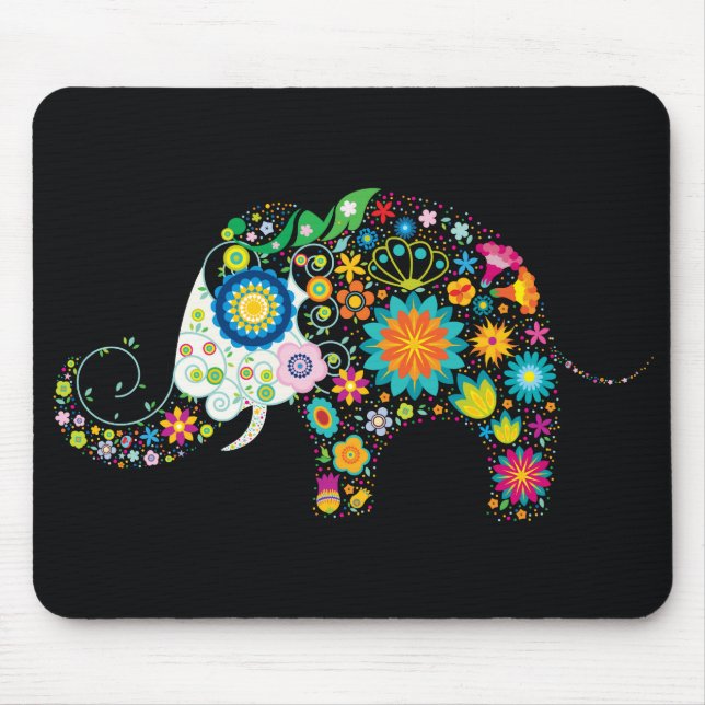Bra Cute Flower Elephant Blommigt Mode Musmatta (Framsidan)