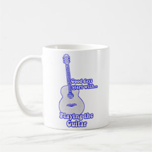 Bra dagar börjar med att spela gitarren. kaffemugg