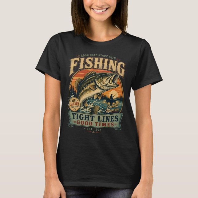 Bra dagar börjar med fiske t shirt (Framsida)