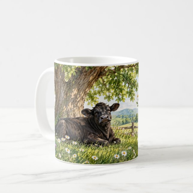 Bra dagar händer här Svart ko-mugg Kaffemugg (Framsida vänster)
