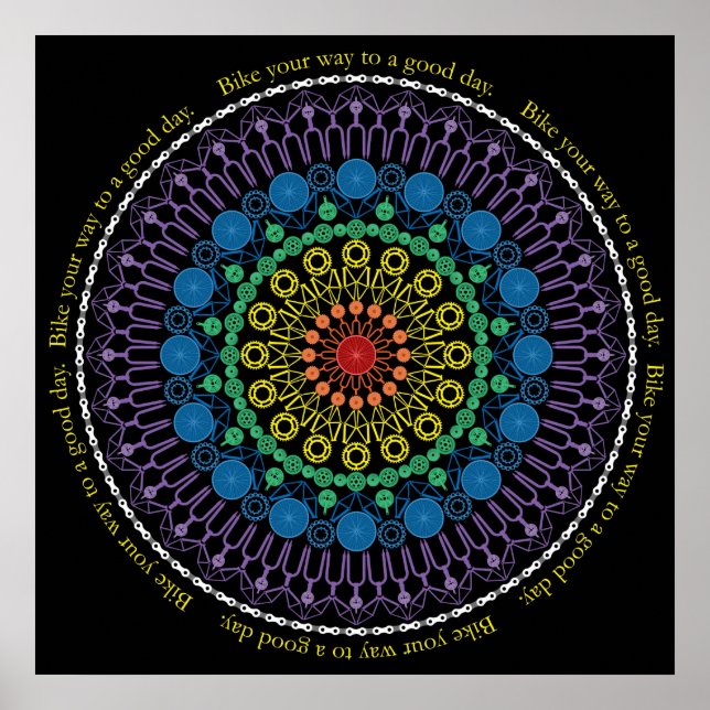 Bra Day Bike Mandala med cirkeltext Poster (Framsidan)