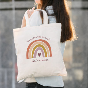 Bra Day to Teach Teacher Gift Boho Rainbow Tygkasse