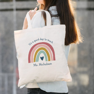 Bra Day to Teach Teacher Gift Boho Rainbow Tygkasse