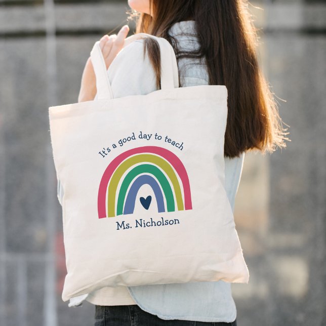 Bra Day to Teach Teacher Gift Boho Rainbow Tygkasse (Skapare uppladdad)