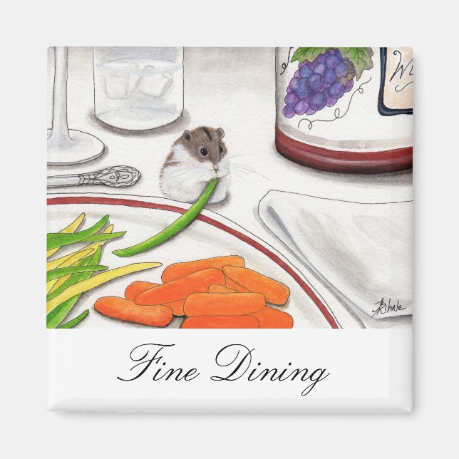 Bra Dining Hamster Art Vin av BiHrle Magnet (Framsidan)