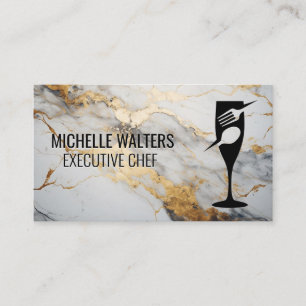 Bra Dining Logotyp Guld White Marble Visitkort