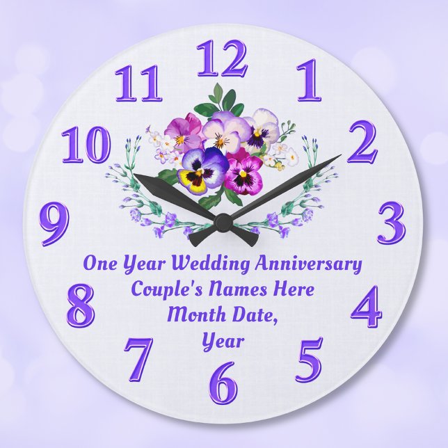Bra ettårspresenter för henne, vilket år som helst stor klocka (Clock Anniversary Gift. Linen, Paper anniversary gifts, Symbols, 1 year wedding anniversary gifts. )