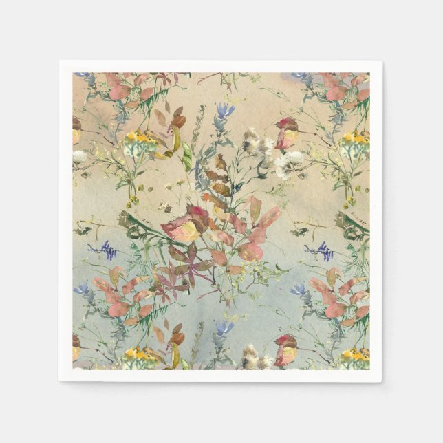 BRA FALL | Vattenfärgsblad - höstblomma Botaniskt Pappersservett (Framsidan)