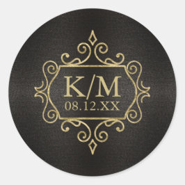 Bra Filigree Guld Bröllop ID871 Runt Klistermärke