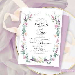 Bra Fintvätt Lilac, Lila, Pastel Blommigt Bröllop Inbjudningar