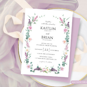 Bra Fintvätt Lilac, Lila, Pastel Blommigt Bröllop Inbjudningar