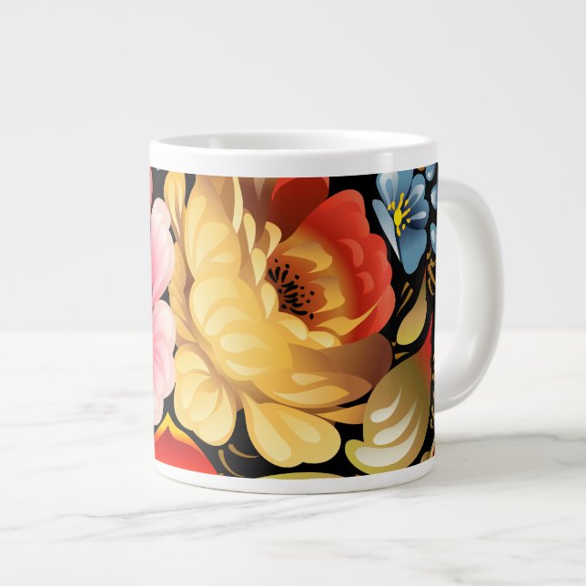 Bra Flower Coola Cute Girly Retro-Blommigt Jumbo Mugg (Framsida höger)