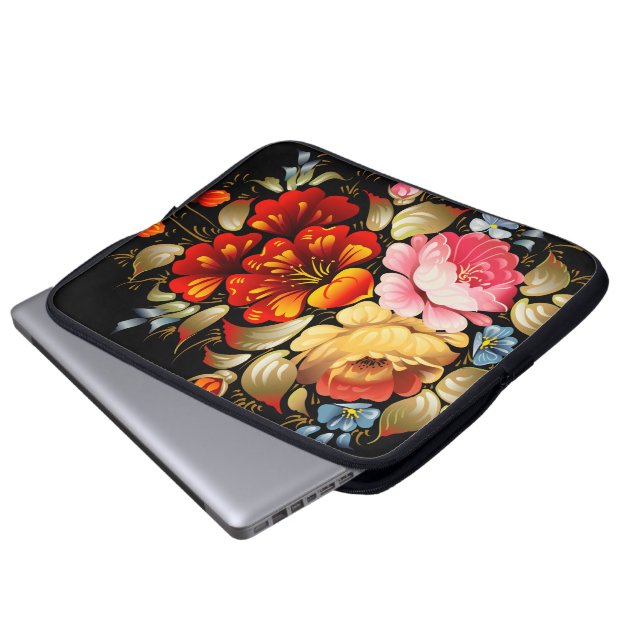 Bra Flower Coola Cute Girly Retro-Blommigt Laptop Sleeve (Framre botten)
