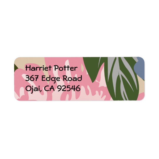 Bra Flower Coola Cute Girly Retro-Blommigt Returadress Etikett (Framsidan)