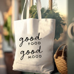 Bra Food Bra Mood | Modern Food Älskare Foodie Tygkasse<br><div class="desc">Ett enkelt citattecken "bra food bra mood" i en väska med en roligt avslappnad ett informellt handskrivet typsnitt i ett modernt,  minimalistiskt stil. Perfektens gåva eller tillbehör till mat älskare eller mat! #foodie #food lover #good food #good mood #totebag #food shopping</div>