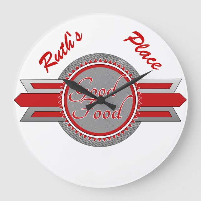 Bra Food Retro Stil Restauraunt Clock Stor Klocka (Framsida)