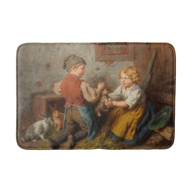 Bra Friends (unga pojkar som leker med kanin) Badrumsmatta (Framsidan)