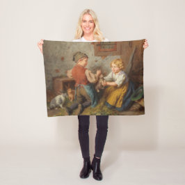 Bra Friends (unga pojkar som leker med kanin) Fleecefilt