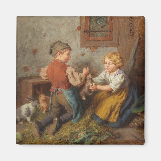 Bra Friends (unga pojkar som leker med kanin) Magnet (Framsidan)