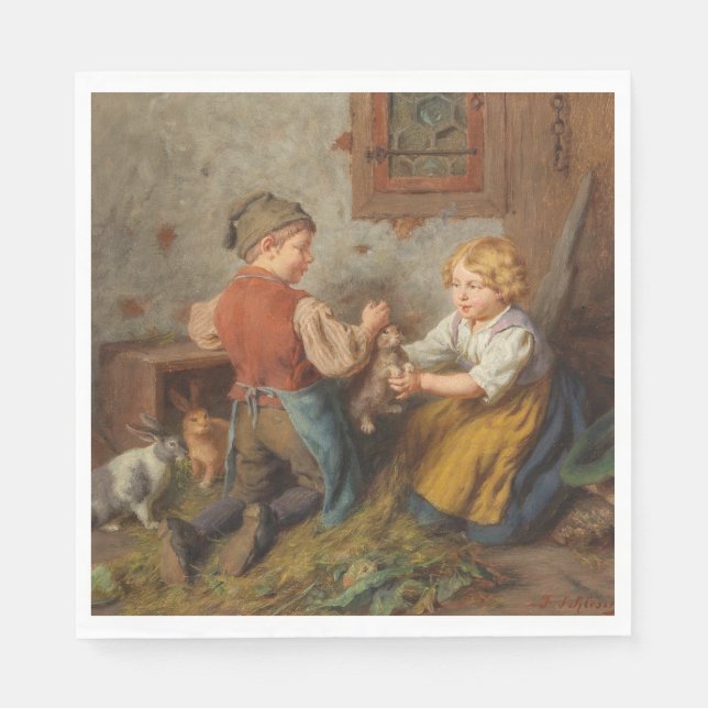 Bra Friends (unga pojkar som leker med kanin) Pappersservett (Framsidan)
