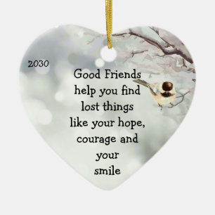 Bra Friends Vänskap Quote Cute Bird Art Julgransprydnad Keramik