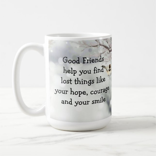 Bra Friends Vänskap Quote Cute Bird Art Kaffemugg (Vänster)