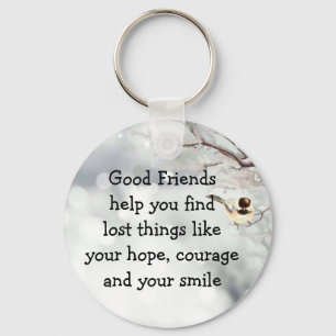 Bra Friends Vänskap Quote Cute Bird Art Nyckelring