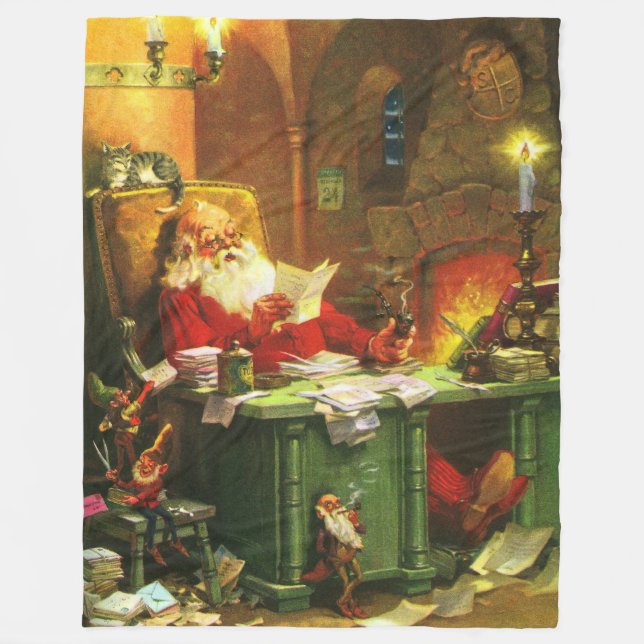 Bra gammal jultomten fleecefilt (Framsidan)