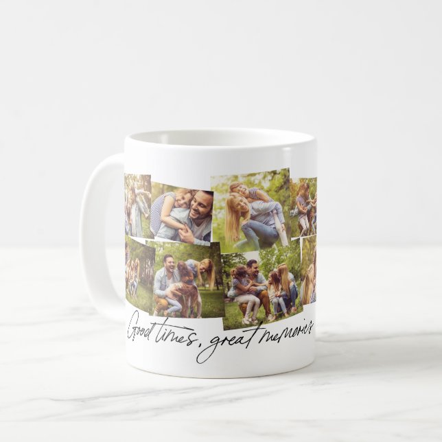 Bra gånger underbara minnen 12 fotofamiljkollage kaffemugg (Framsida vänster)