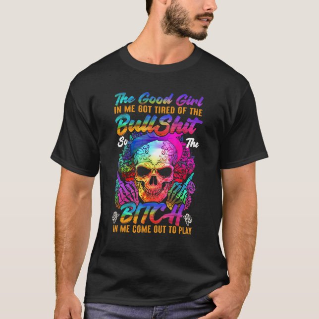 Bra Girl in Me Tattoo Skull Ro på baksidan T Shirt (Framsida)