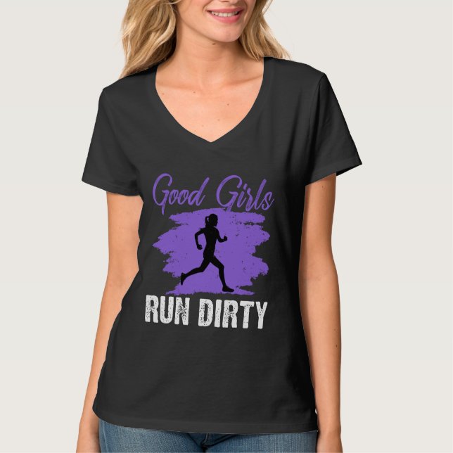 Bra Girls Springa Dirty Funny Trail Runil Springer T Shirt (Framsida)