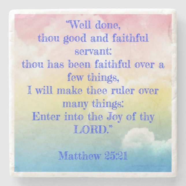 Bra gjort Matthew 25:21 Pastellkritor Stenunderlägg (Framsidan)
