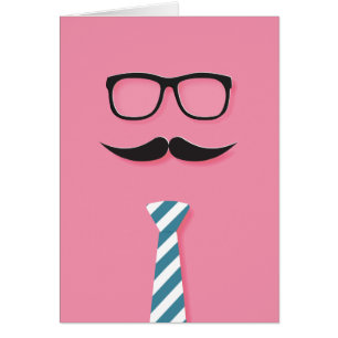 Bra gjort Pappa, glasögon, mustasch, slips, rosa Hälsningskort