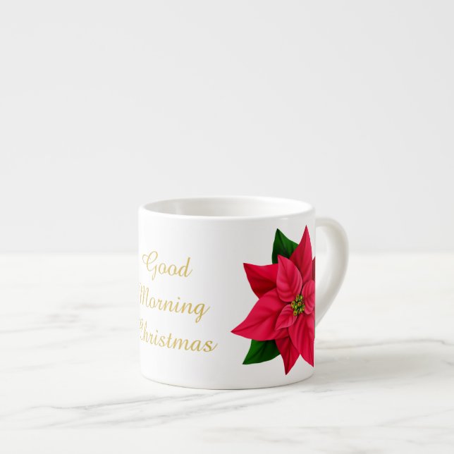 Bra God jul, stark kaffe Poinsettia Espressomugg (Framsida höger)