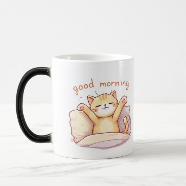 Bra God morgon Cat Mugg - Mysigt och tyst vakning (Vänster)