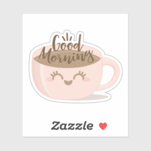Bra God morgon Cute Kawaii Stil Coffee Kopp Klistermärken