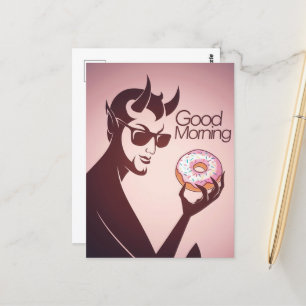 Bra God morgon Djävulen med Donut Vykort