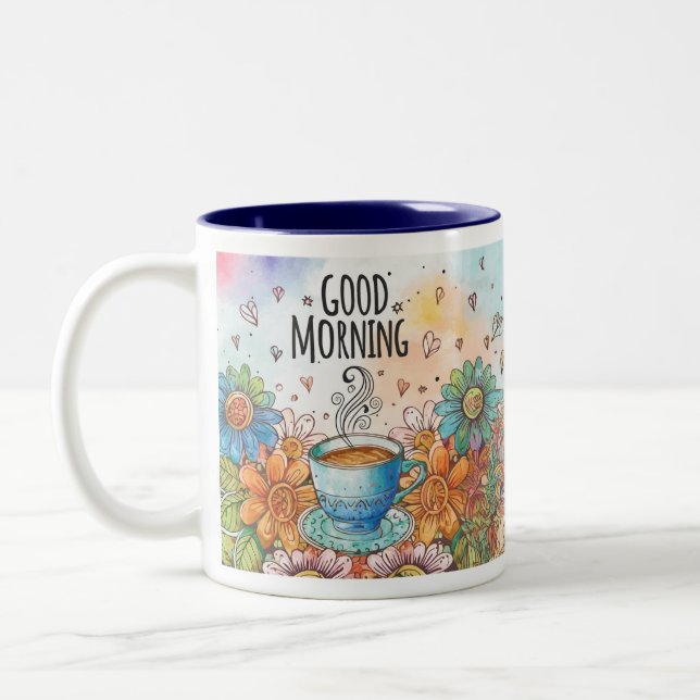 Bra God morgon Doodle-kaffe Två-Tonad Mugg (Vänster)